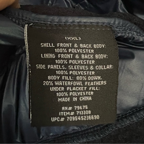 London Fog Mixed Media Down Puffer Coat Jacket XXL Navy Blue Gold Hardware 2XL - Picture 9 of 11